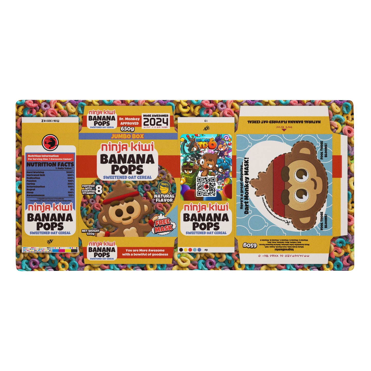 Banana Pops Cereal Box Desk Mat (90cm x 45cm)