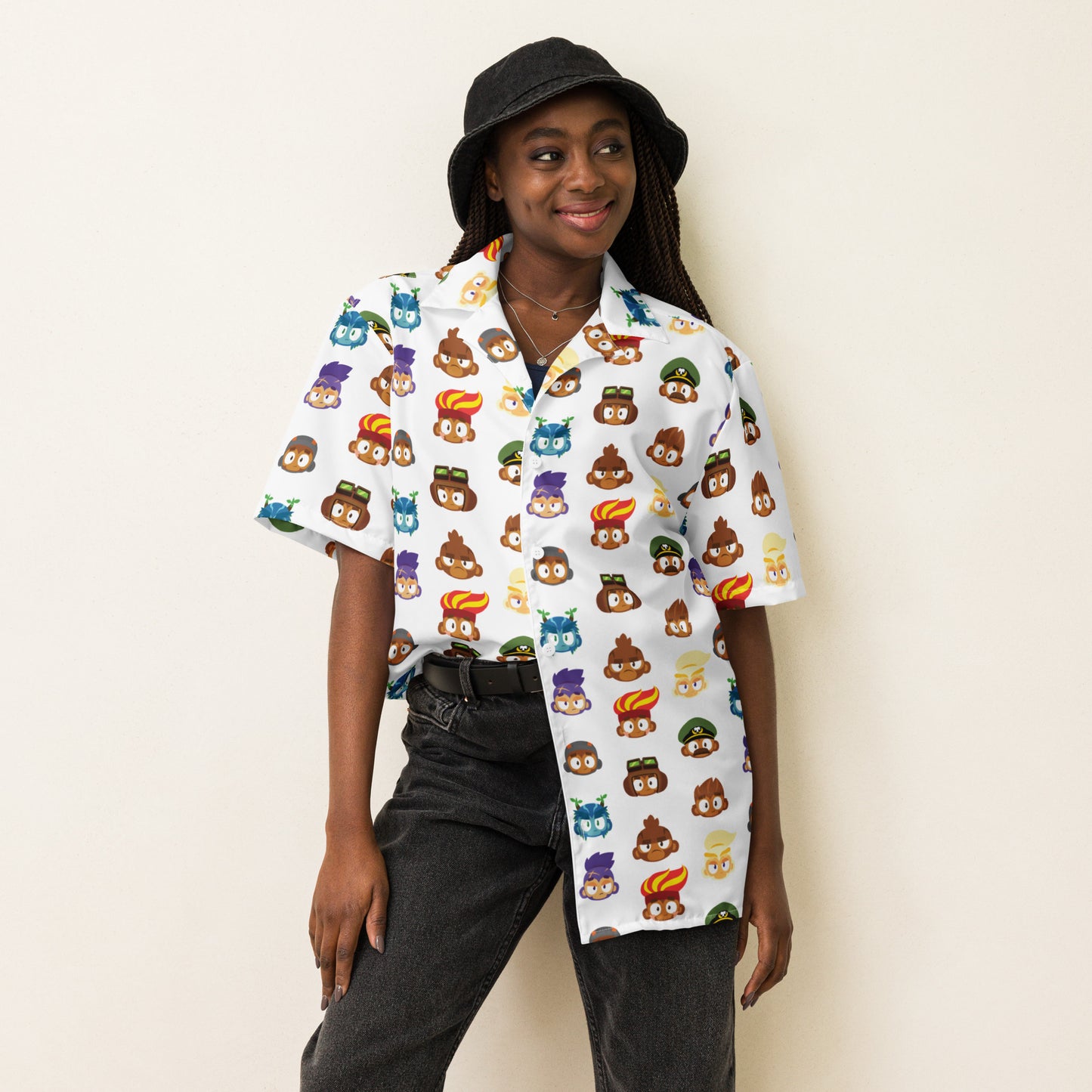 Hero Heads Button Shirt - White (Unisex)