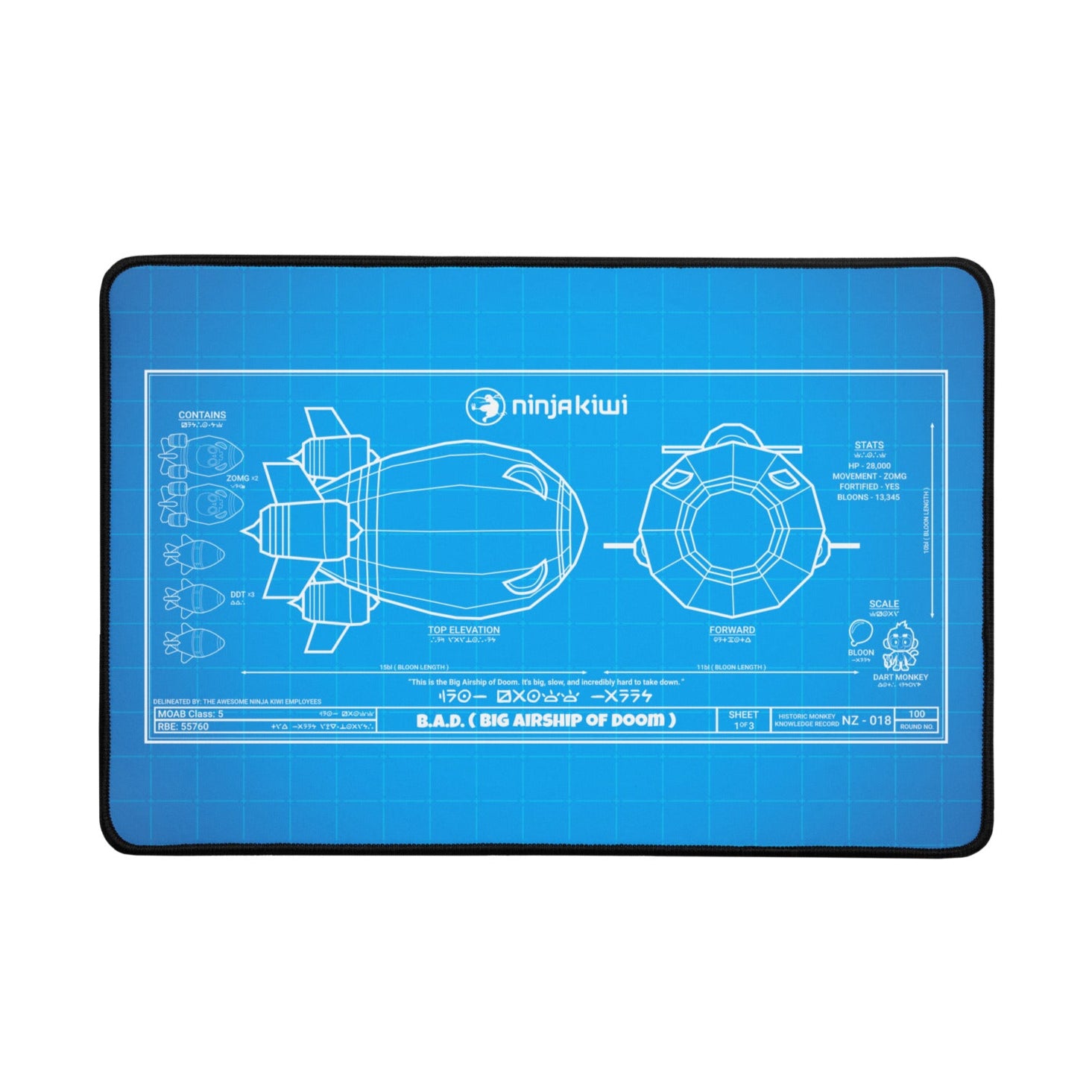 Blueprint Table Mat B.A.D. Desk Mat | Blueprint | Black Border Edition (Medium 47cm x 32cm ...