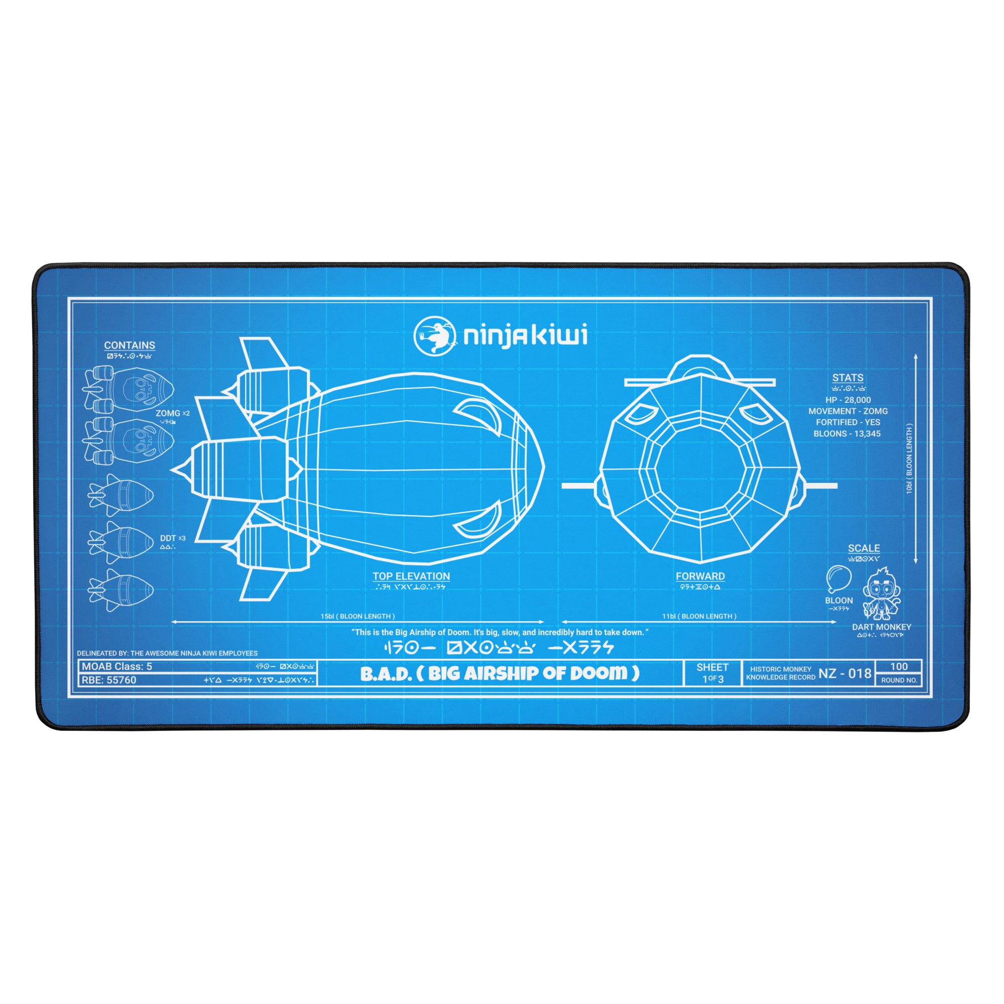 Blueprint Table Mat B.A.D. Desk Mat | Blueprint | Black Border Edition (Extra Large 81cm × ...