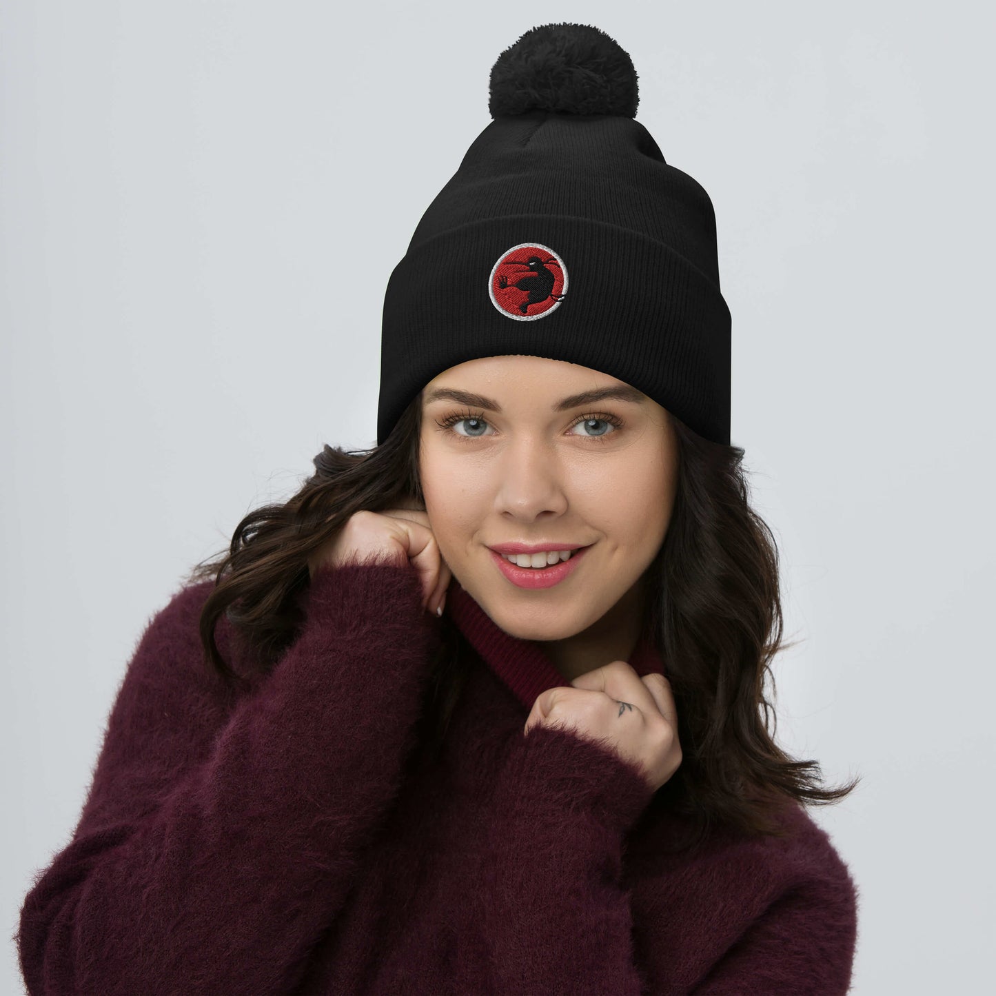 Ninja Kiwi Logo Pom-Pom Beanie