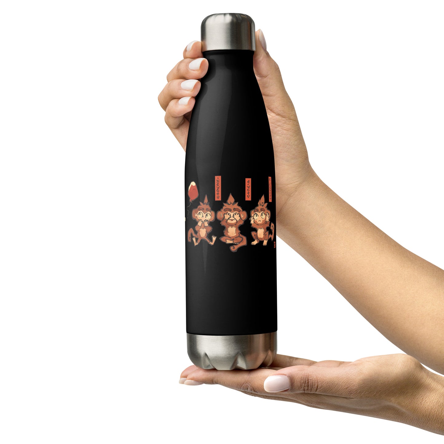 Three Wise Monkeys Stainless Steel Water Bottle