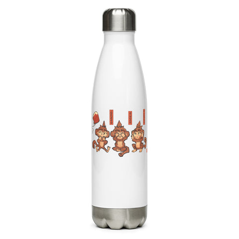 Three Wise Monkeys Stainless Steel Water Bottle