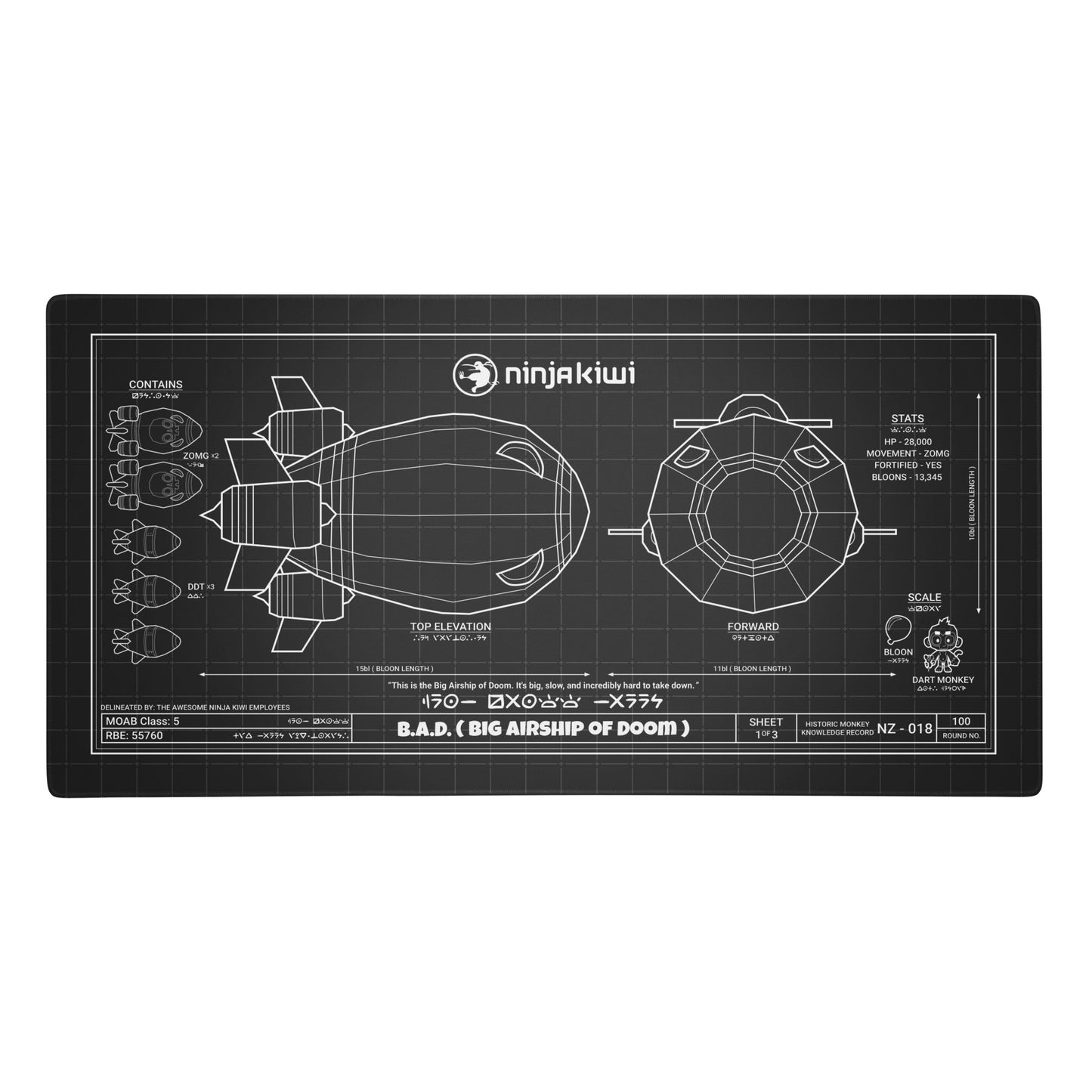 The B.A.D. Desk Mat - Carbon (90cm x 45cm)